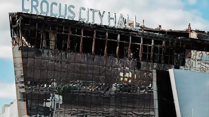 Выгоревшее после теракта здание «Крокус Сити Холл»