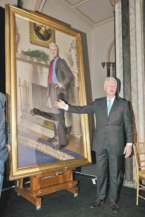 На портрете Билла Клинтона художник «спрятал» платье Моники Левински