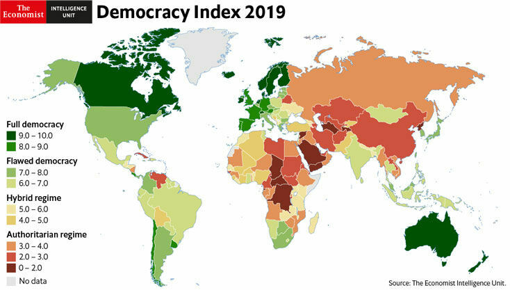 Россия по "индексу демократии" оказалась на 134 месте наряду с Конго
