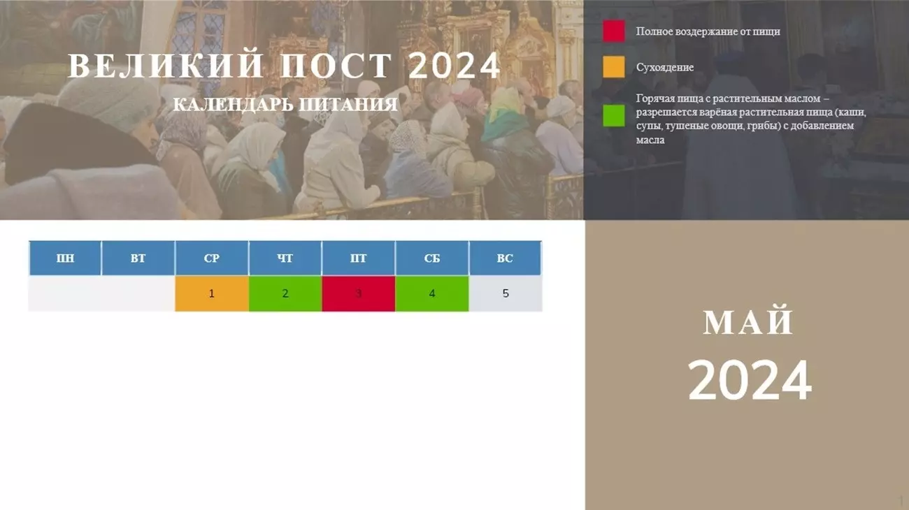 Календарь питания в великий пост 2024. Март (с использованием материалов azbyka.ru)