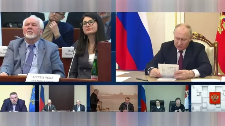 Ева Меркачева на встрече с президентом Путиным